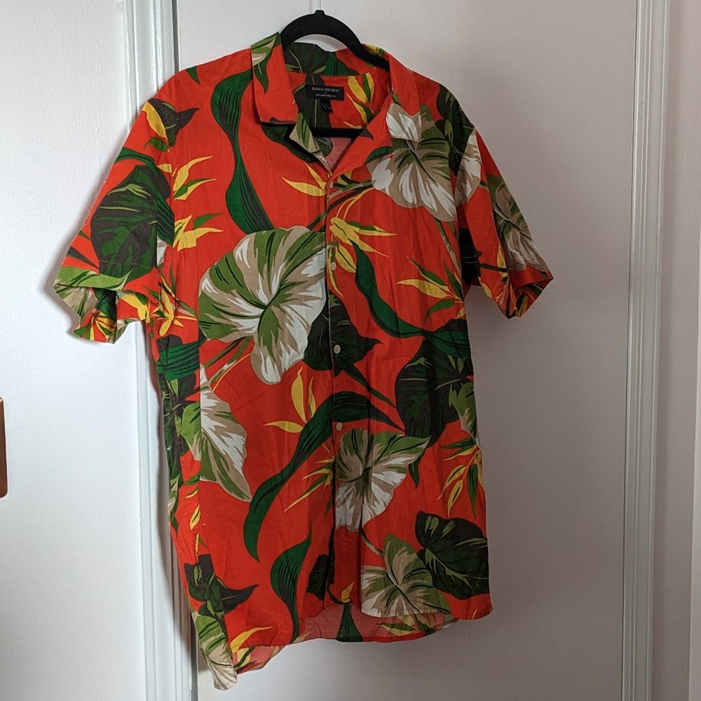 Tropical Print Button Down